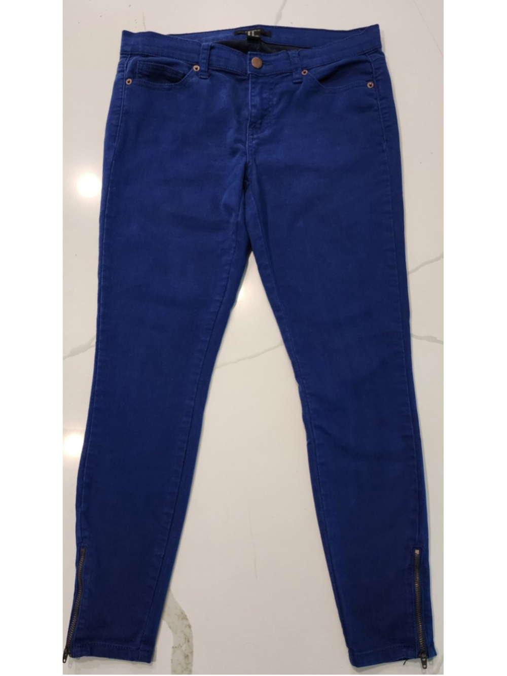 Forever 21 Blue Skinny Jeans Women's Size 27 Ankle Zippers Stretch Denim Pants